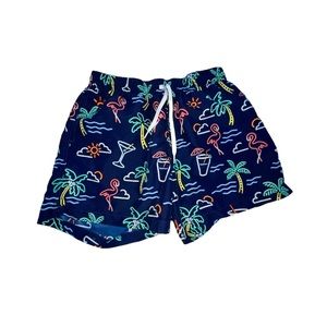 CHUBBIES neon lights palm tree swan logos swim trunks